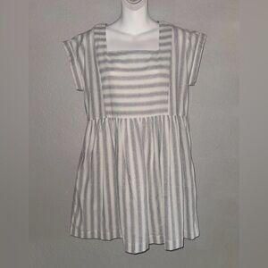 Altar’d State Women’s Ivory Gray Striped Babydoll Dress Medium W Pockets EUC